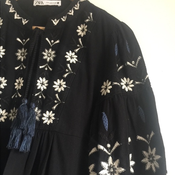 ZARA Embroidered Cotton Overshirt - Picture 10 of 16